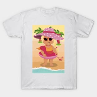 Vacation mood on - cute little girl having a sunny happy day on the beach, saturated ,no text T-Shirt